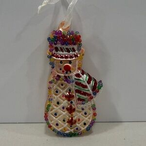 Festive Snowman Ornament with Multicolor Accents